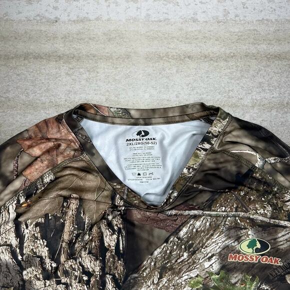 Vintage Y2K Mossy Oak Hunting Camo Shirt Mens 2XL Polyester Long Sleeve Woodland - Picture 3 of 3